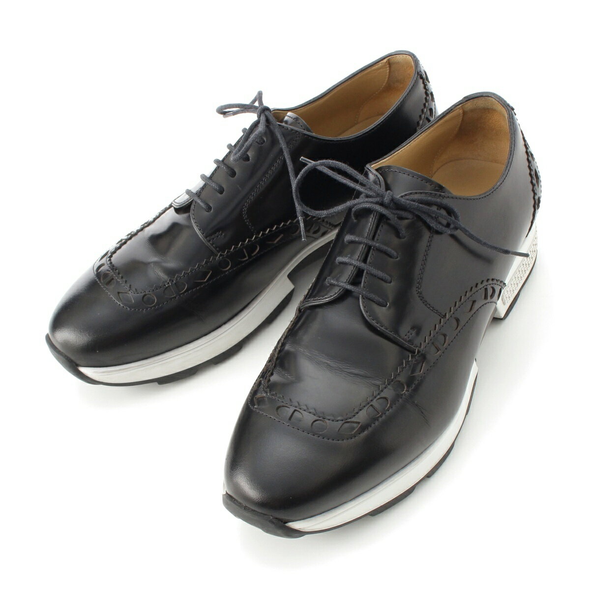 エルメス HERMES Norton ノートン レザー スニーカー メダリオン シューズ 靴 ブラック 37 1/2【中古】【正規品保証】