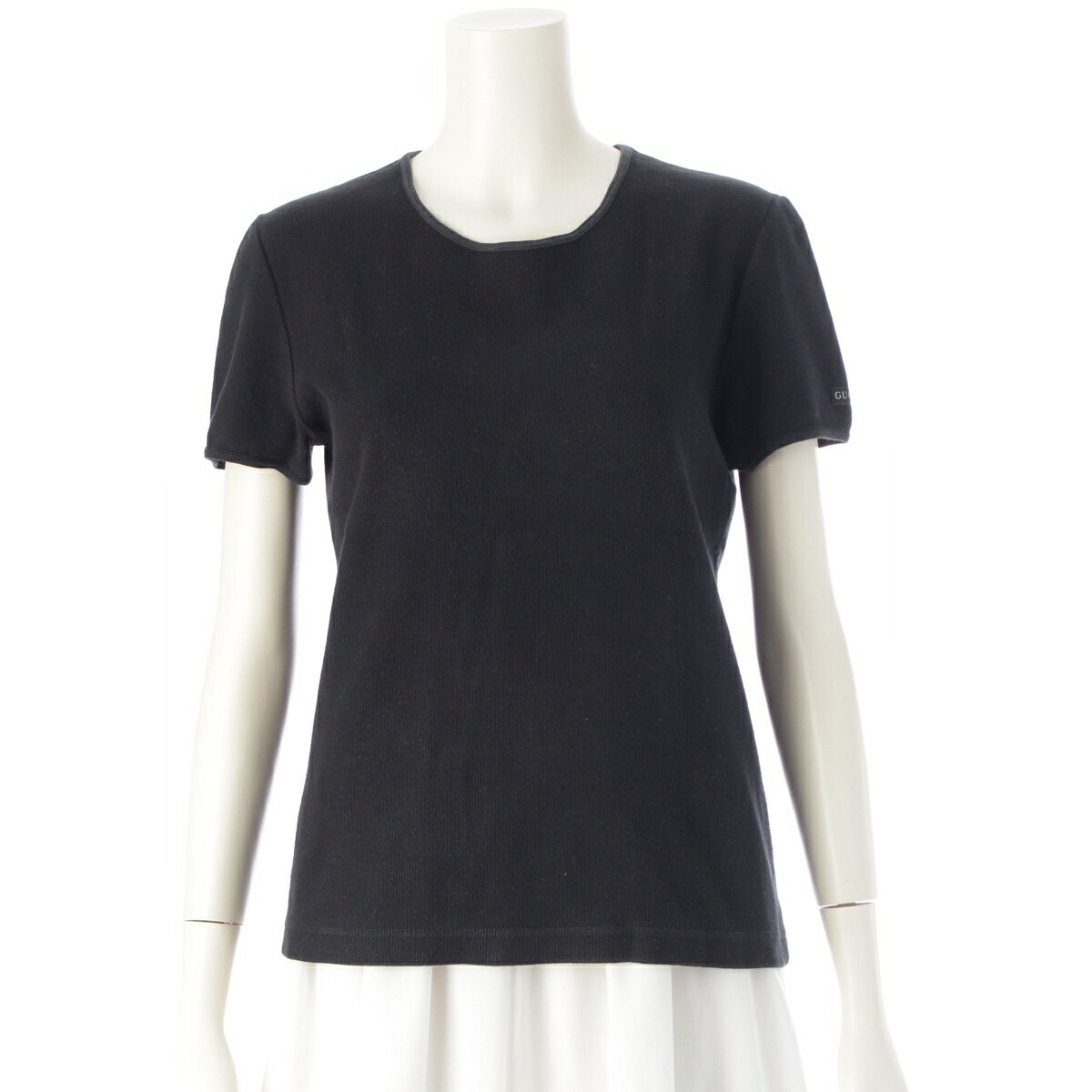 グッチ GUCCI 1996年 コットン トムフォード期 ロゴパッチ リブニット ニット 半袖 トップス ブラック ..