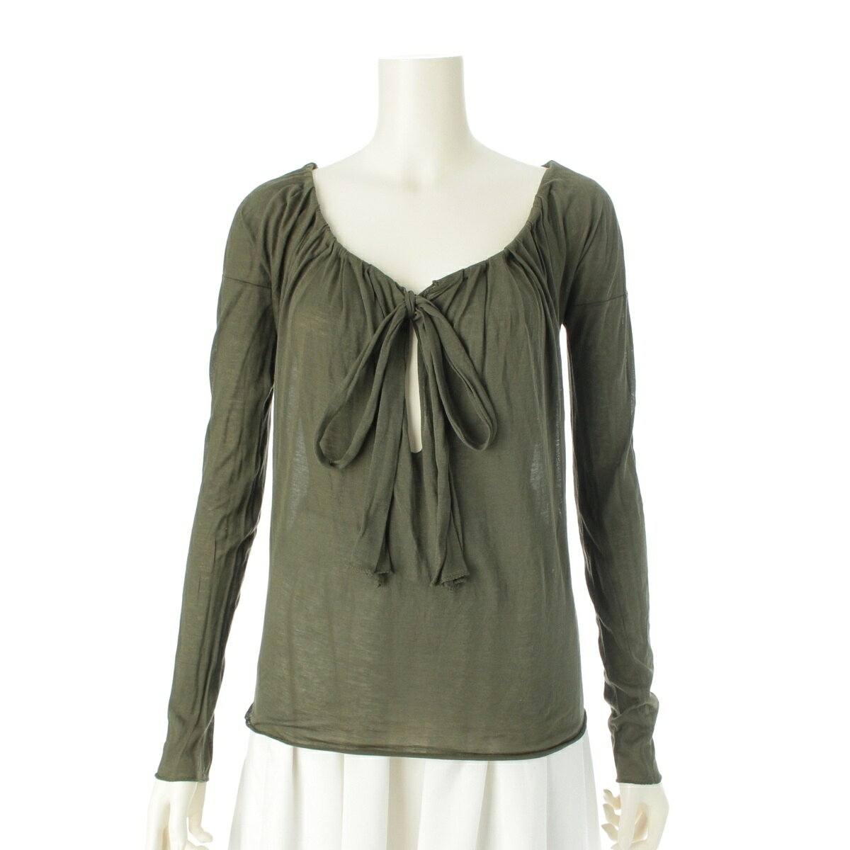 乐天商城 - グッチ GUCCI 2004年 コットン トムフォード期 リボン 長袖Tシャツ ロングTシャツ トップス カーキグリーン XS【中古】【正規品保証】