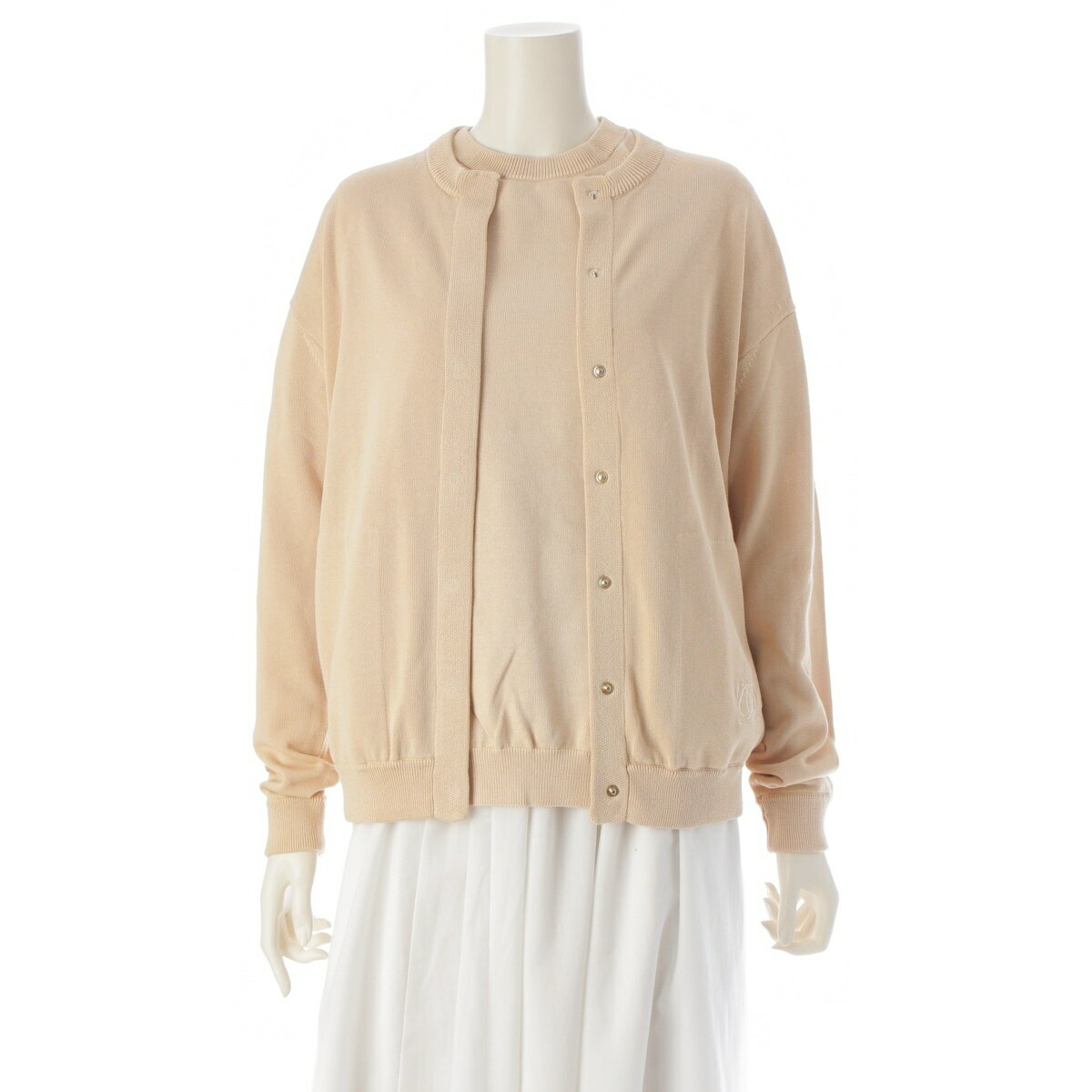 ドゥロワー Drawer コットン ロゴ刺繍 ニット アンサンブル 半袖 プルオーバー カーディガン 6518-199-..