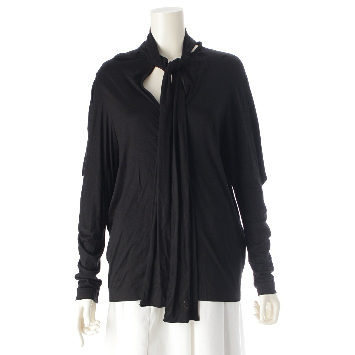 乐天商城 - ジルサンダー JIL SANDER 09SS シルク混 ラフシモンズ期 変型 ロング 長袖Tシャツ トップス ブラック 36【中古】【正規品保証】