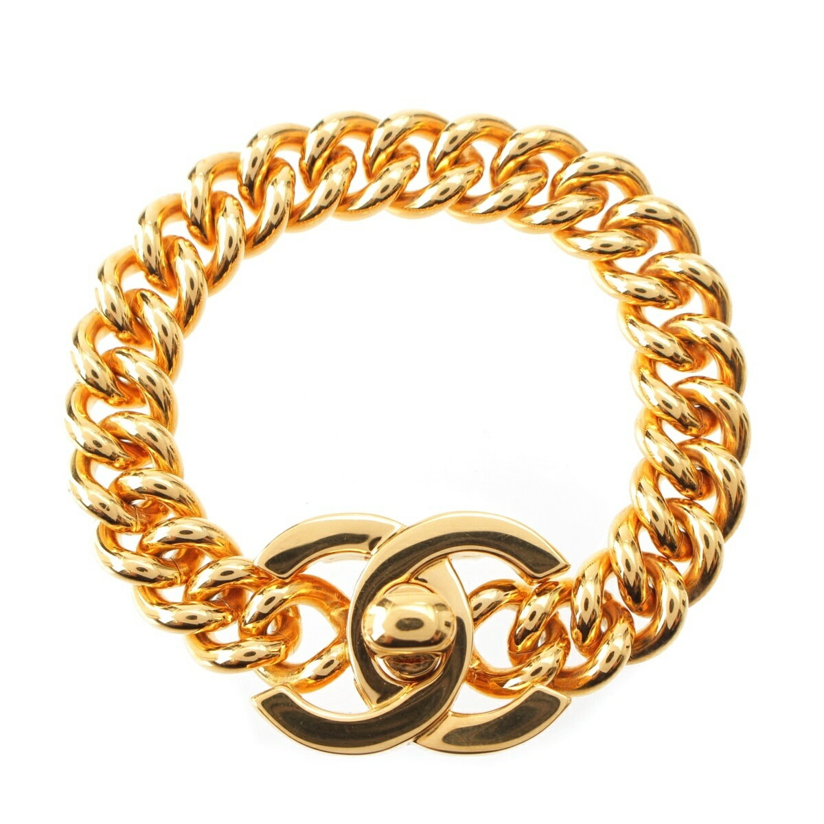 シャネル CHANEL 96P ココマーク ターンロック ブレスレット アクセサリー ゴールド【中古】【正規品保証】