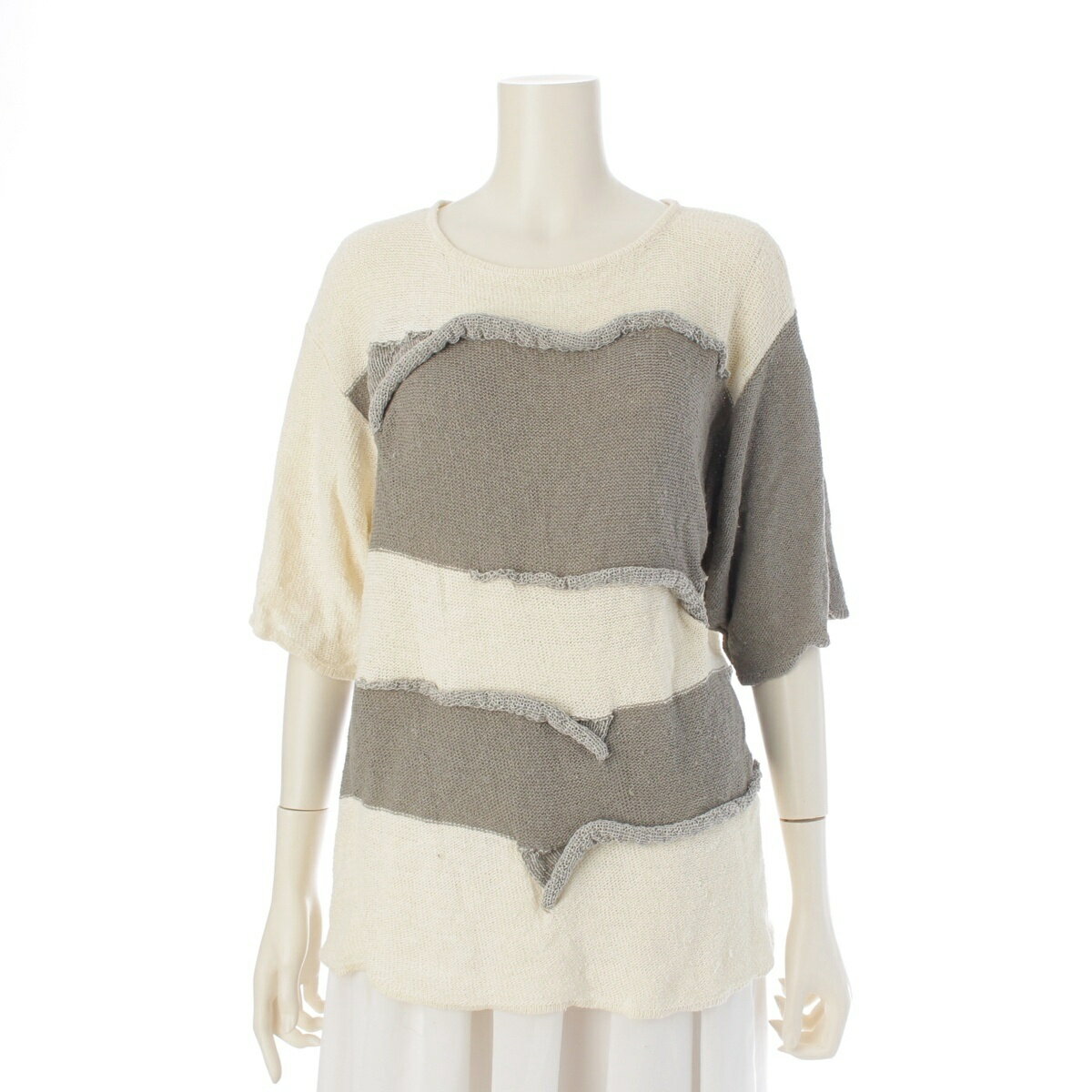 乐天商城 - イッセイミヤケ ISSEY MIYAKE 80s 筆タグ 1985年 切替 ニット トップス オフホワイト M【中古】【正規品保証】