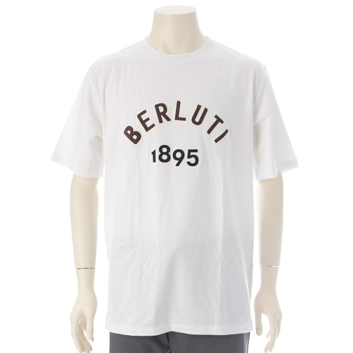 Rakuten - ベルルッティ Berluti コットン 刺繍ロゴ 半袖Tシャツ トップス R25JRS105JAEK ホワイト L【中古】【正規品保証】