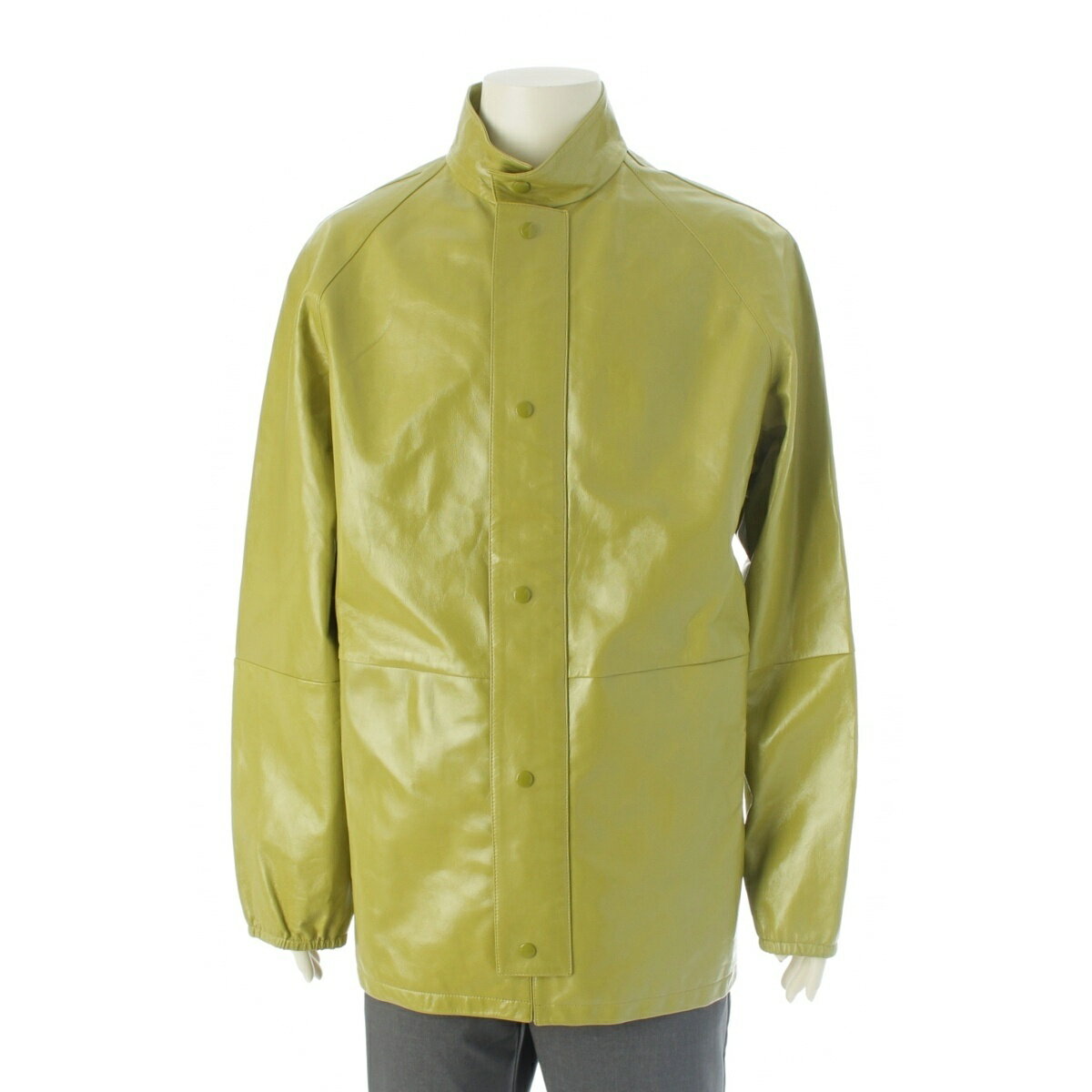 Rakuten - プラダ PRADA 22年 ラムレザー スタンドカラー ジャケット アウター UPW432 ライトグリーン S【中古】【正規品保証】