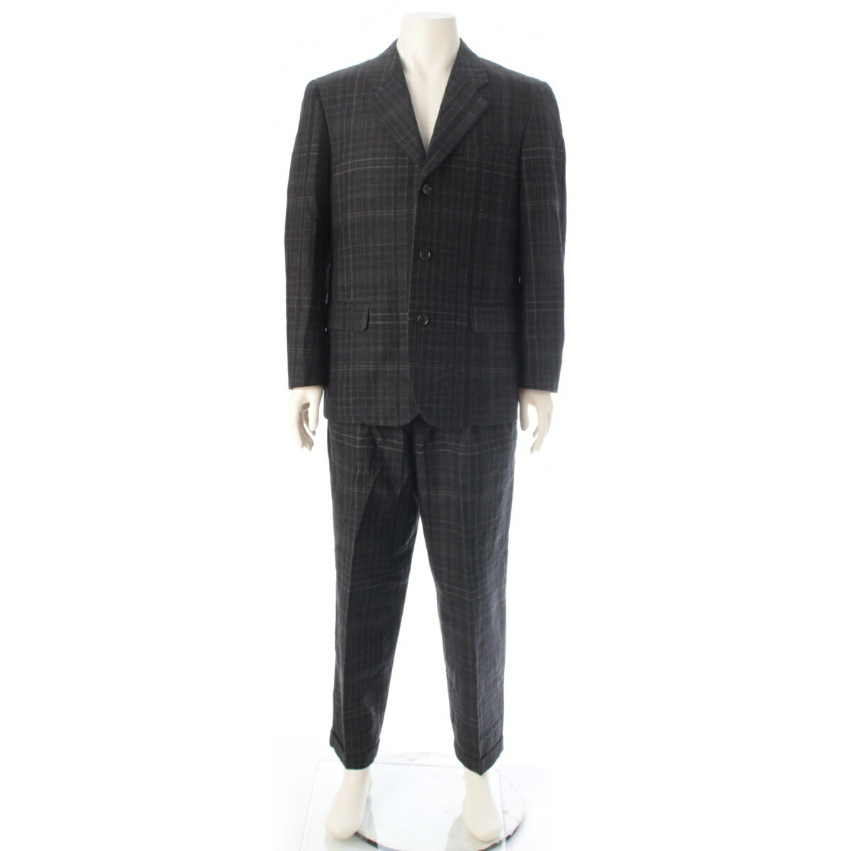 乐天商城 - コムデギャルソンオム COMME des GARCONS HOMME サンプル品 チェック パンツセットアップ トップス ボトムス ブラック グレー系 M【中古】【正規品保証】