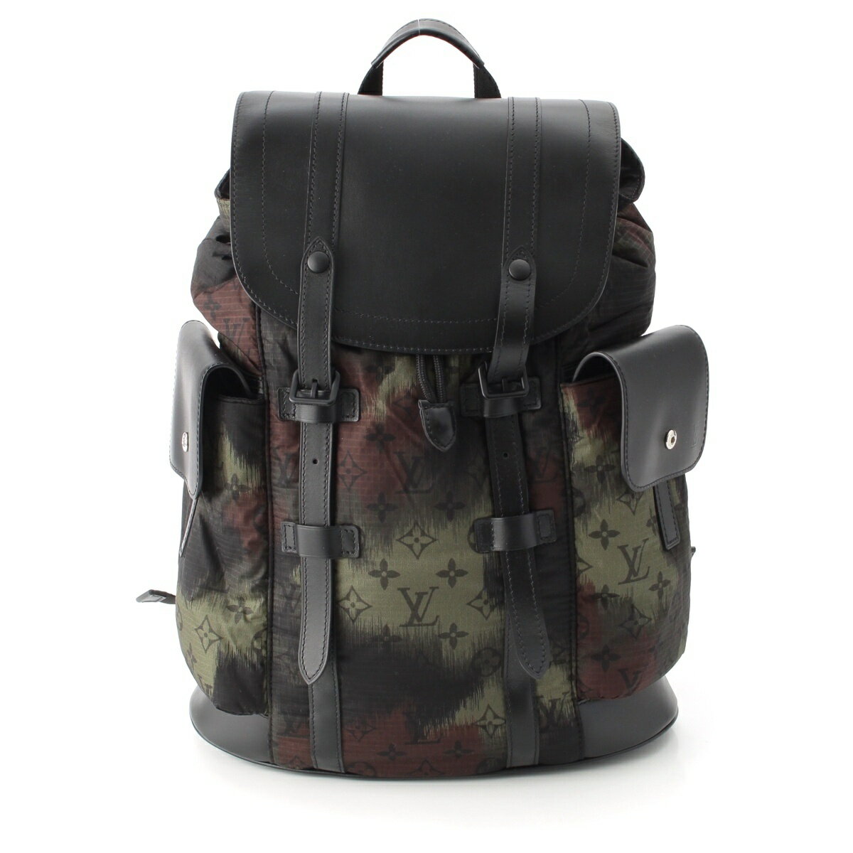 ルイヴィトン LOUIS VUITTON モノグラム カモフラージュ クリストファー PM リュック デイパック バックパック M56411 ブラック グリーン【中古】【正規品保証】