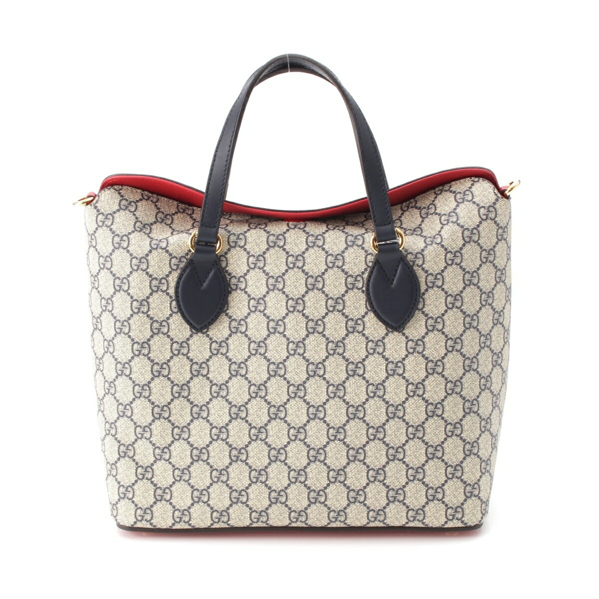 Rakuten - グッチ GUCCI GGスプリーム 2way ハンドバッグ 429147 ネイビー ベージュ レッド【中古】【正規品保証】