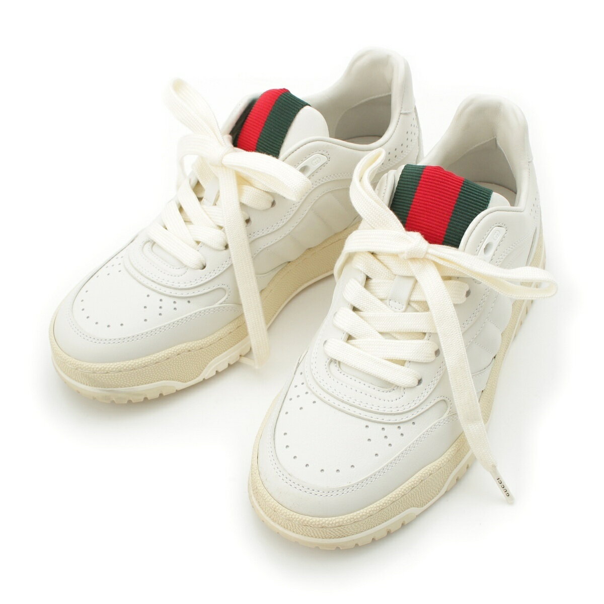 乐天商城 - グッチ GUCCI レザー リウェブ ローカット スニーカー シューズ 785728 ホワイト 35.5【中古】【正規品保証】