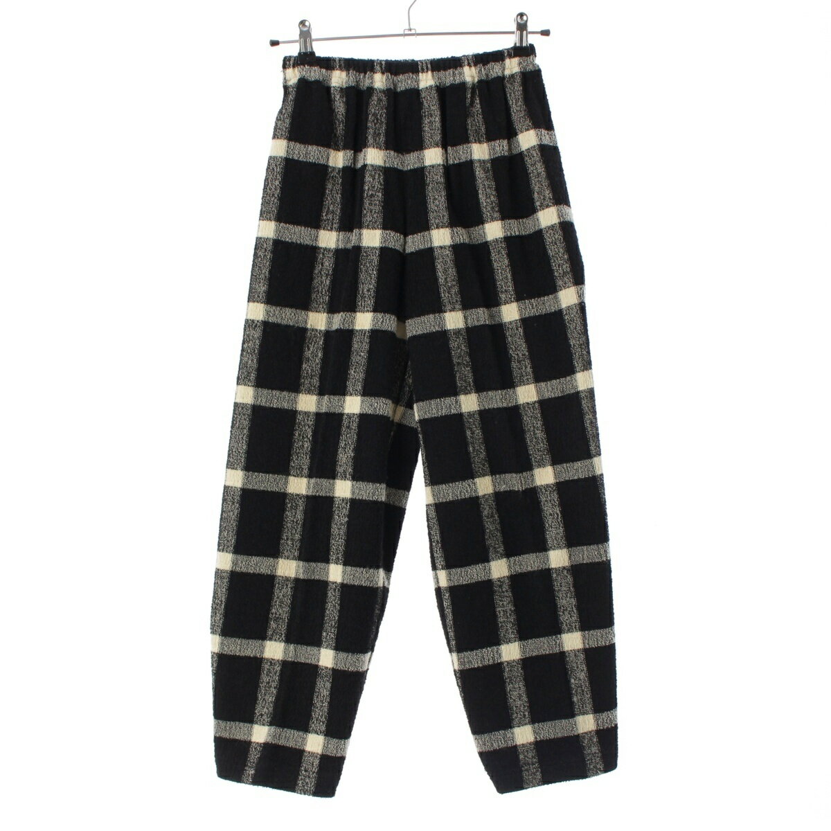 乐天商城 - イッセイミヤケ ISSEY MIYAKE ウール×ナイロン 筆タグ チェック パンツ ボトムス JG431177 ブラック×ホワイト M【中古】【正規品保証】