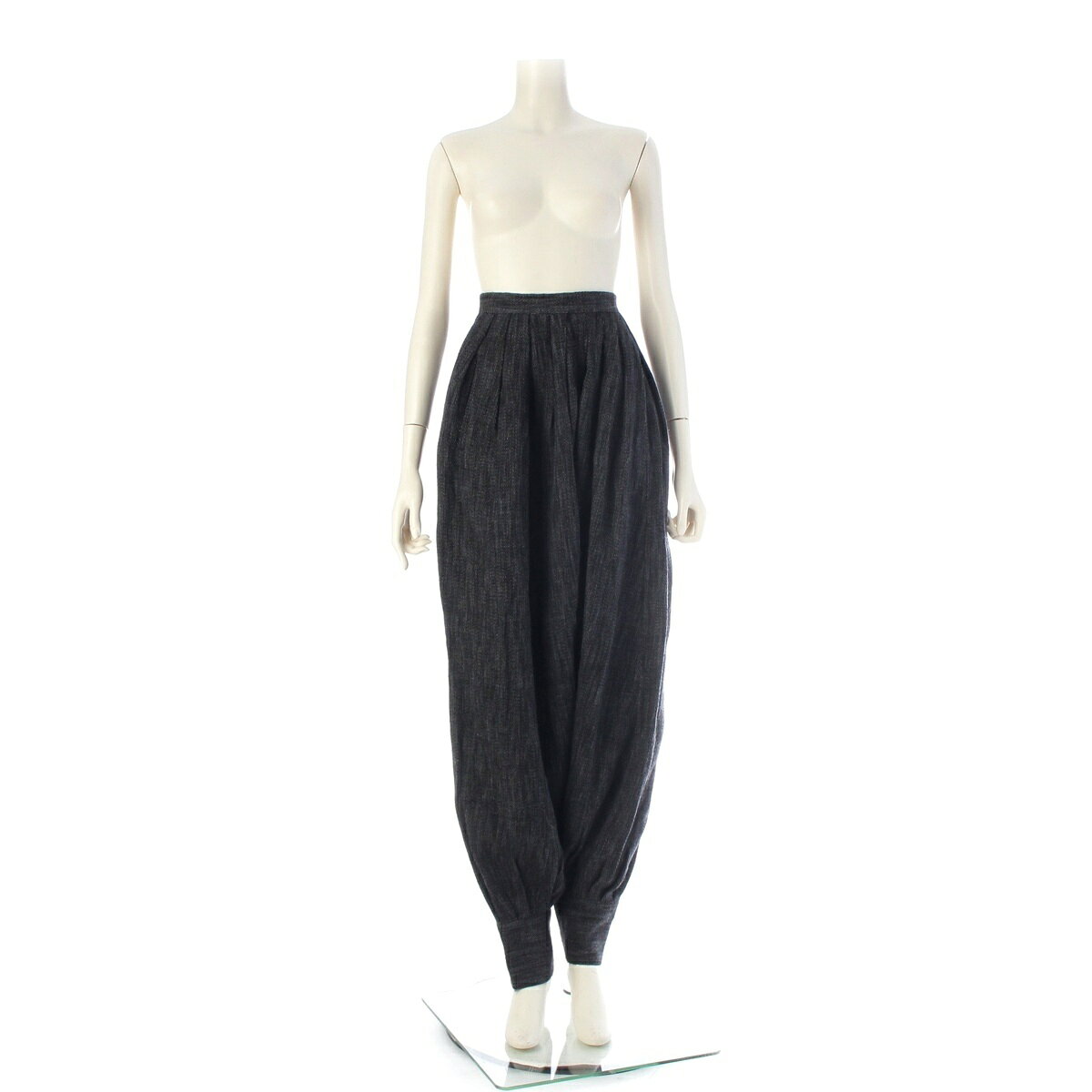 乐天商城 - イッセイミヤケ ISSEY MIYAKE 70s 初期 ウール シルク 単色タグ オーバーサイズ スーパーハイウエス パンツ ボトムス EM47153 ブルーグレー ブラック 8【中古】【正規品保証】