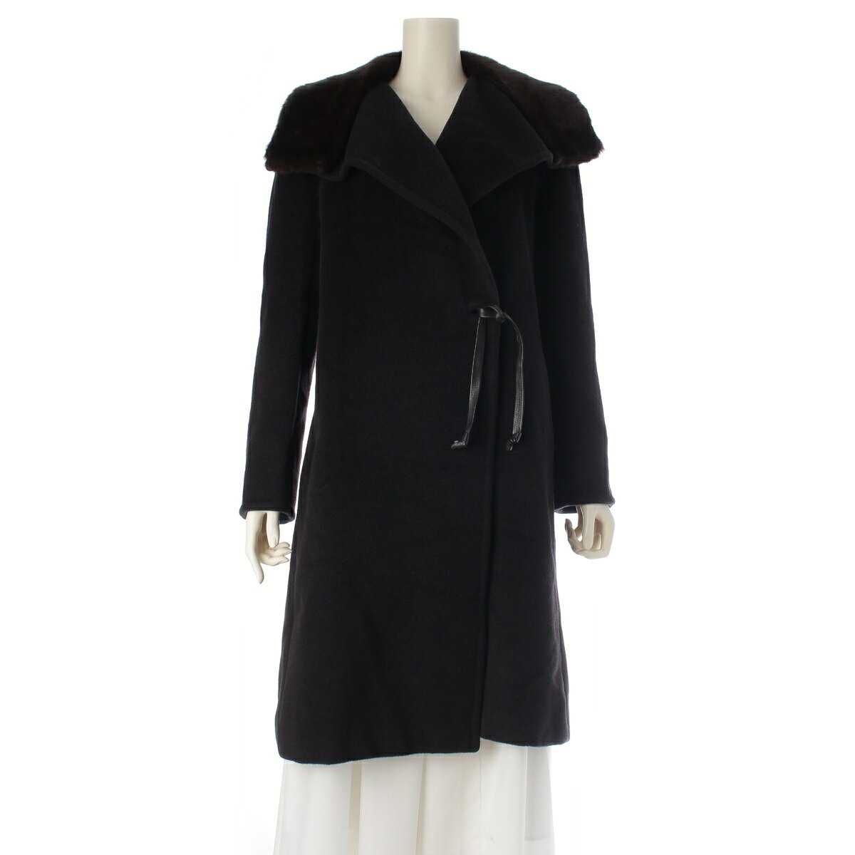 Rakuten - マックスマーラ MAX MARA ウール×カシミヤ OTSタグ ファー コート アウター ブラック J38【中古】【正規品保証】
