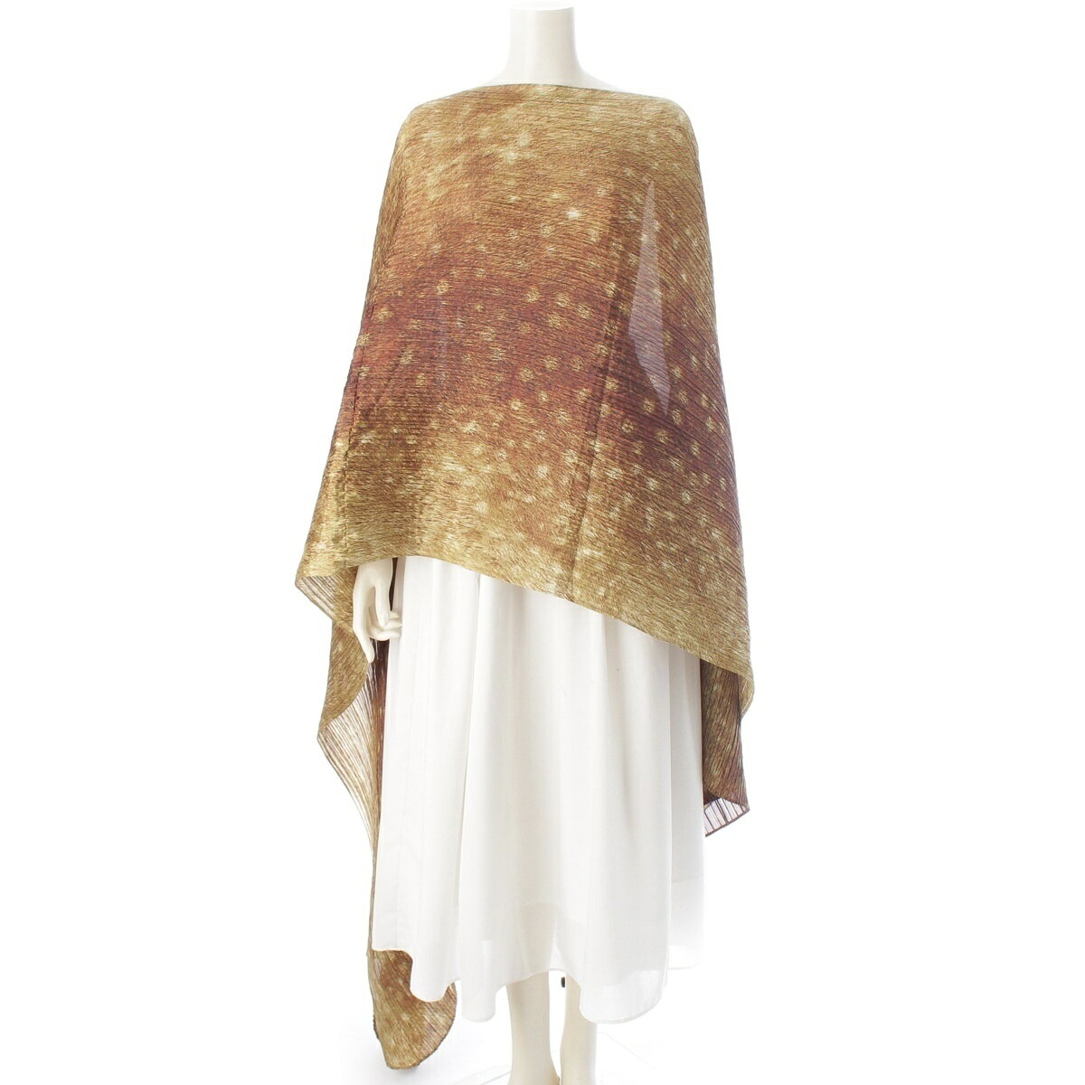 Rakuten - プリーツプリーズ イッセイミヤケ PLEATS PLEASE ISSEY 03AW Deer Skin Design 鹿柄 変形 ポンチョ ジャケット PP34-AD301 ブラウン F【中古】【正規品保証】