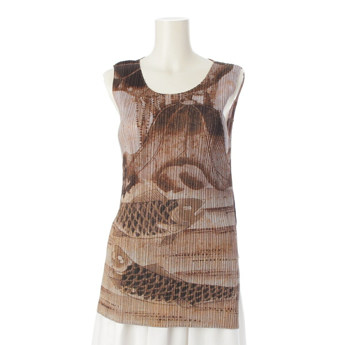 プリーツプリーズ イッセイミヤケ PLEATS PLEASE ISSEY 98AW PEONY BOTANICAL FLOWER 民画 花 ノースリーブ トップ...