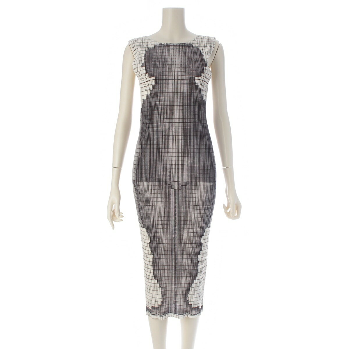 Rakuten - プリーツプリーズ イッセイミヤケ PLEATS PLEASE ISSEY 1998 GUEST ARTIST NO.3 TIM HAWKINSON ゲストアーティスト BODY 人体 ドレス ワンピース PP87-JH948 グレー ホワイト F【中古】【正規品保証】