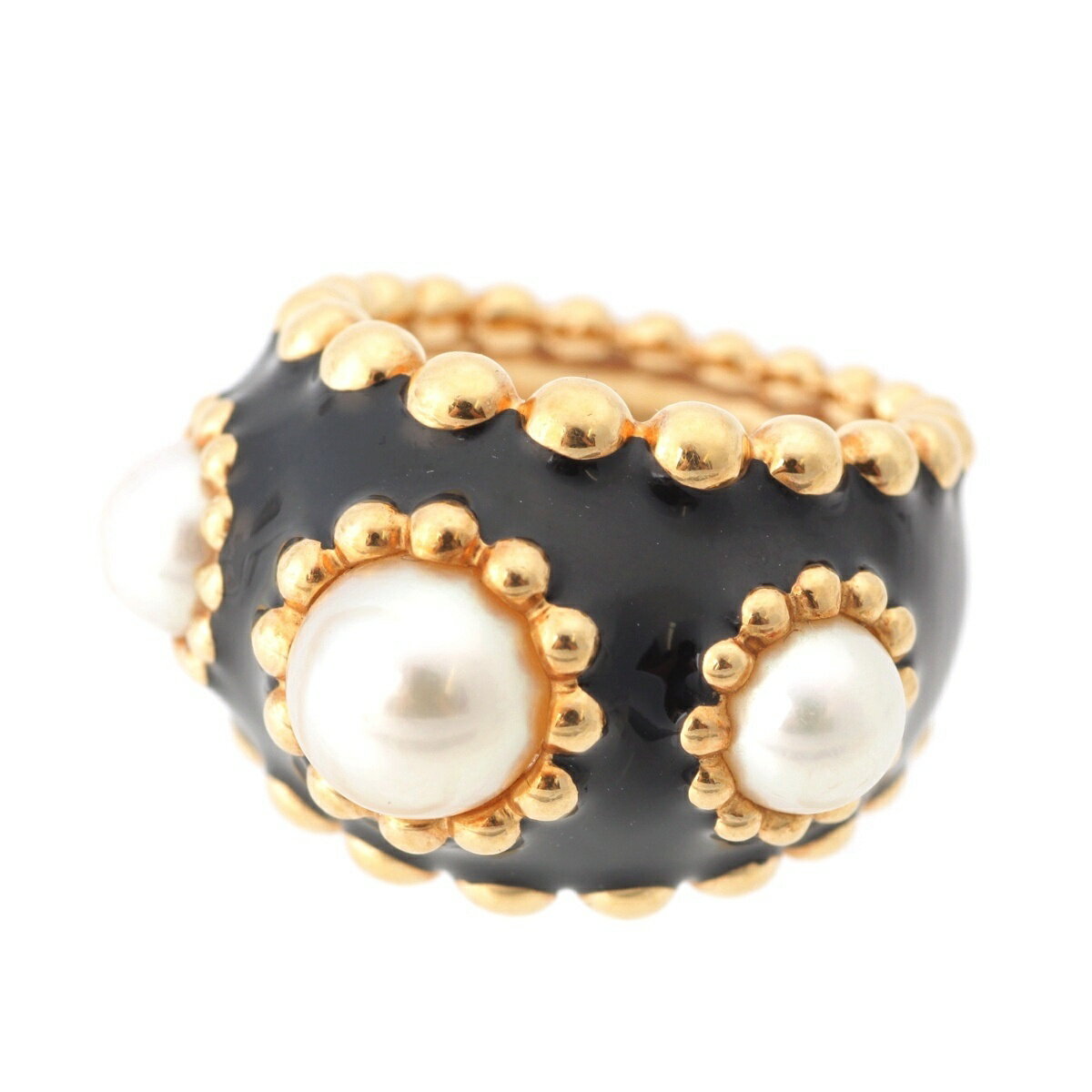 乐天商城 - シャネル CHANEL Three Symbol スリーシンボル パール リング 指輪 ジュエリー 750 イエローゴールド 18.0g【中古】【正規品保証】