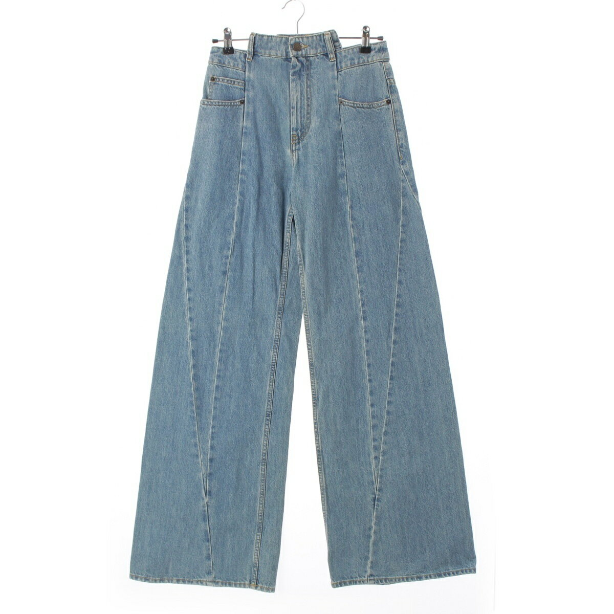 乐天商城 - メゾンマルジェラ Maison Margiela コットン ストーンウォッシュ 再構築 ワイド デニムパンツ ジーンズ ボトムス S51LA0128 インディゴ 40【中古】【正規品保証】