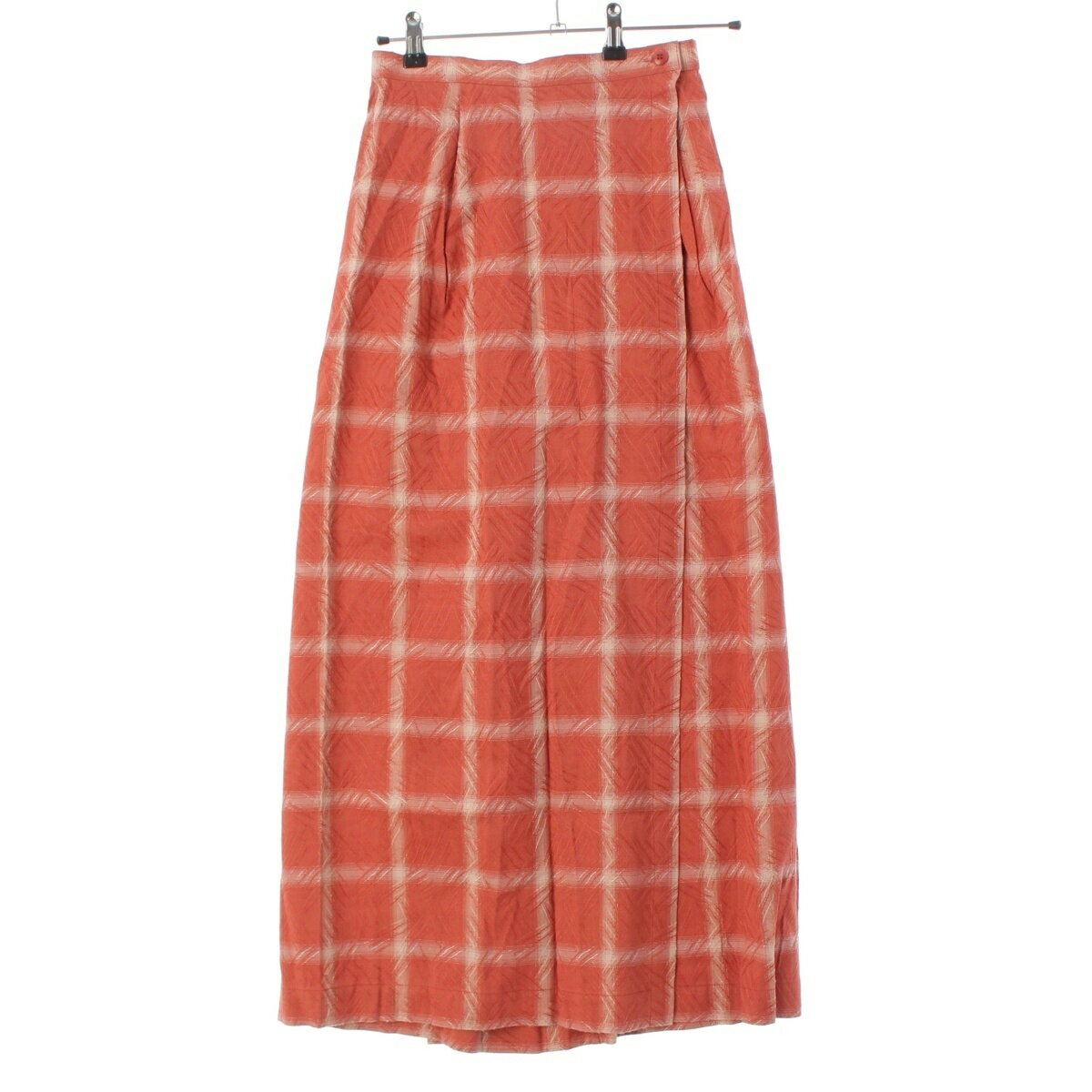Rakuten - イッセイミヤケ ISSEY MIYAKE 80s 1986 筆タグ コットン レーヨン 格子 変わり織り ロングスカート ES56036 レッド オフホワイト 8【中古】【正規品保証】