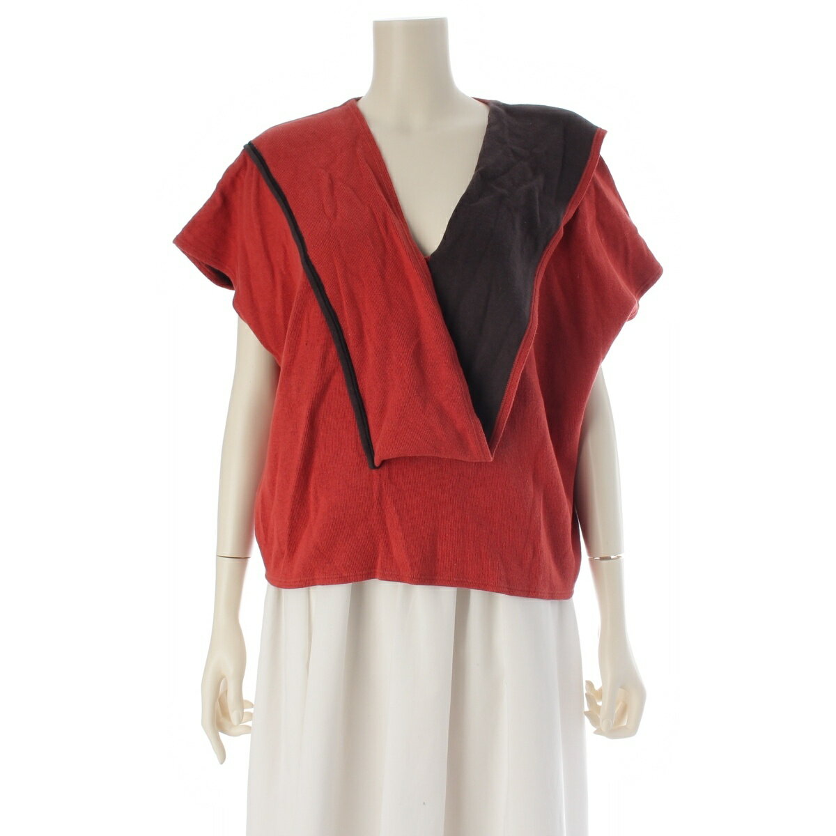 乐天商城 - イッセイミヤケ ISSEY MIYAKE 80s コットン 筆タグ 変形 トップス Tシャツ トップス LL61201 オレンジ ブラウン M【中古】【正規品保証】