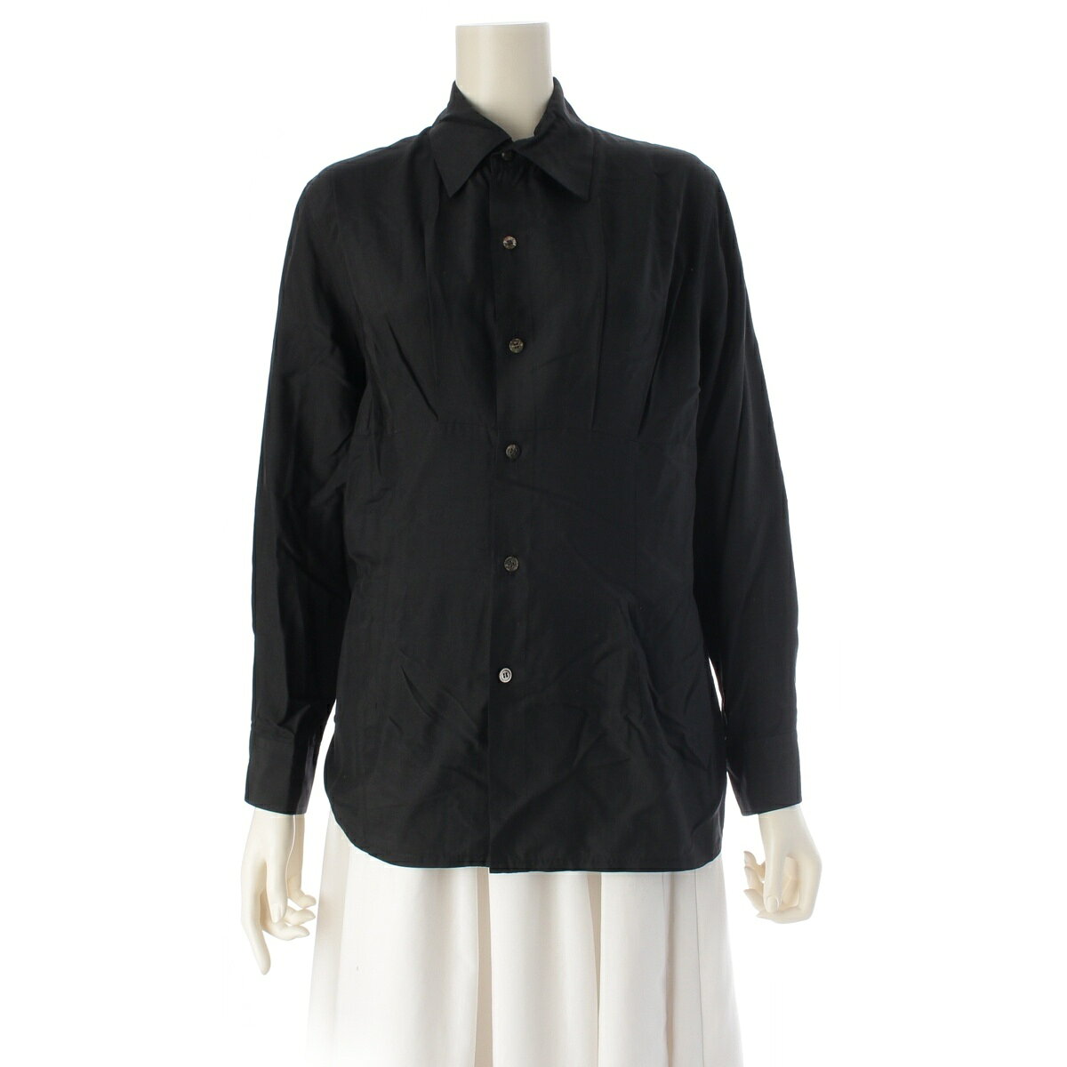 乐天商城 - コムデギャルソン COMME des GARCONS 80s 初期 シルク シャーリング シャツ ブラウス GB-05030 ブラック M【中古】【正規品保証】