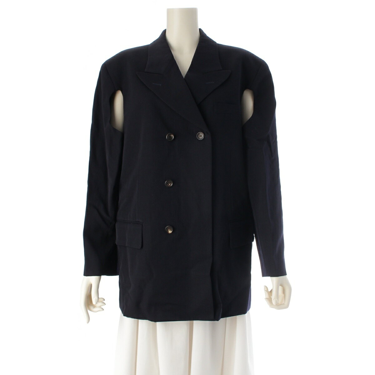 乐天商城 - コムデギャルソン COMME des GARCONS AD1988 88AW ウール 脇 サークル カットアウト ダブルブレスト テーラードジャケット アウター GJ-05009M ネイビー M【中古】【正規品保証】