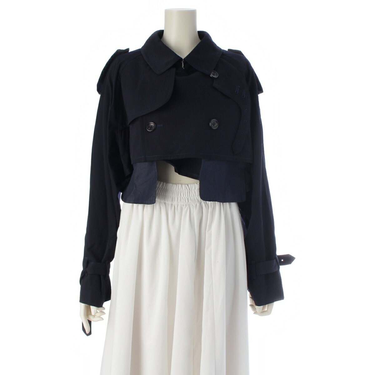 Rakuten - コムデギャルソン COMME des GARCONS AD1991 92SS ウール UNFINISHED アンフィニッシュド期 カットアウト クロップドトレンチ ジャケット GC-110140 ネイビー ‐【中古】【正規品保証】