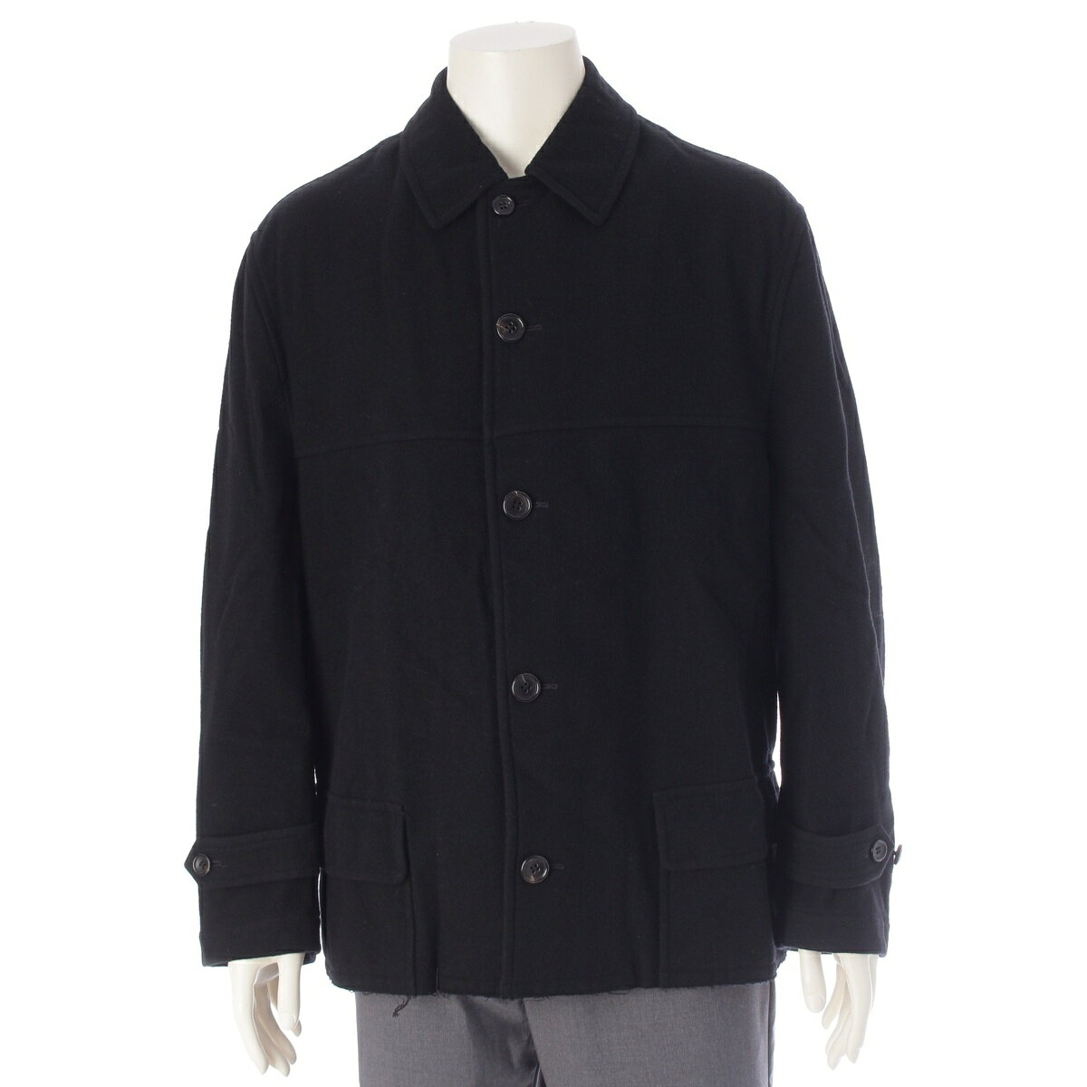 乐天商城 - コムデギャルソンオムプリュス COMME des GARCONS HOMME PLUS 94AW ウール 縮絨期 裁ち切り カー コート アウター PJ-040890 ブラック M【中古】【正規品保証】