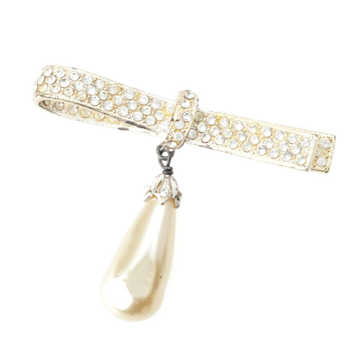 乐天商城 - クリスチャンディオール Christian Dior ガリアーノ期 ビジュー パール ピン ブローチ アクセサリー シャンパンゴールド【中古】【正規品保証】