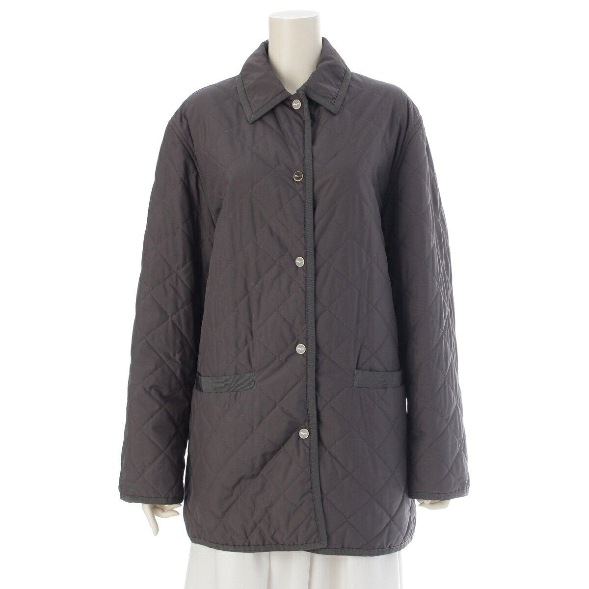 乐天商城 - サルヴァトーレフェラガモ Salvatore Ferragamo キルティング ライト コート アウター グレー M【中古】【正規品保証】