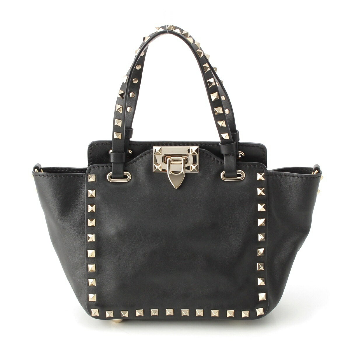 乐天商城 - ヴァレンティノ VALENTINO ロックスタッズ 2WAY ショルダー ハンドバッグ ブラック【中古】【正規品保証】