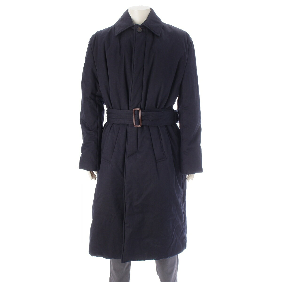 Rakuten - バレンシアガ BALENCIAGA コットン 比翼仕立て 中綿 ステンカラーコート 485721 ネイビー 44【中古】【正規品保証】