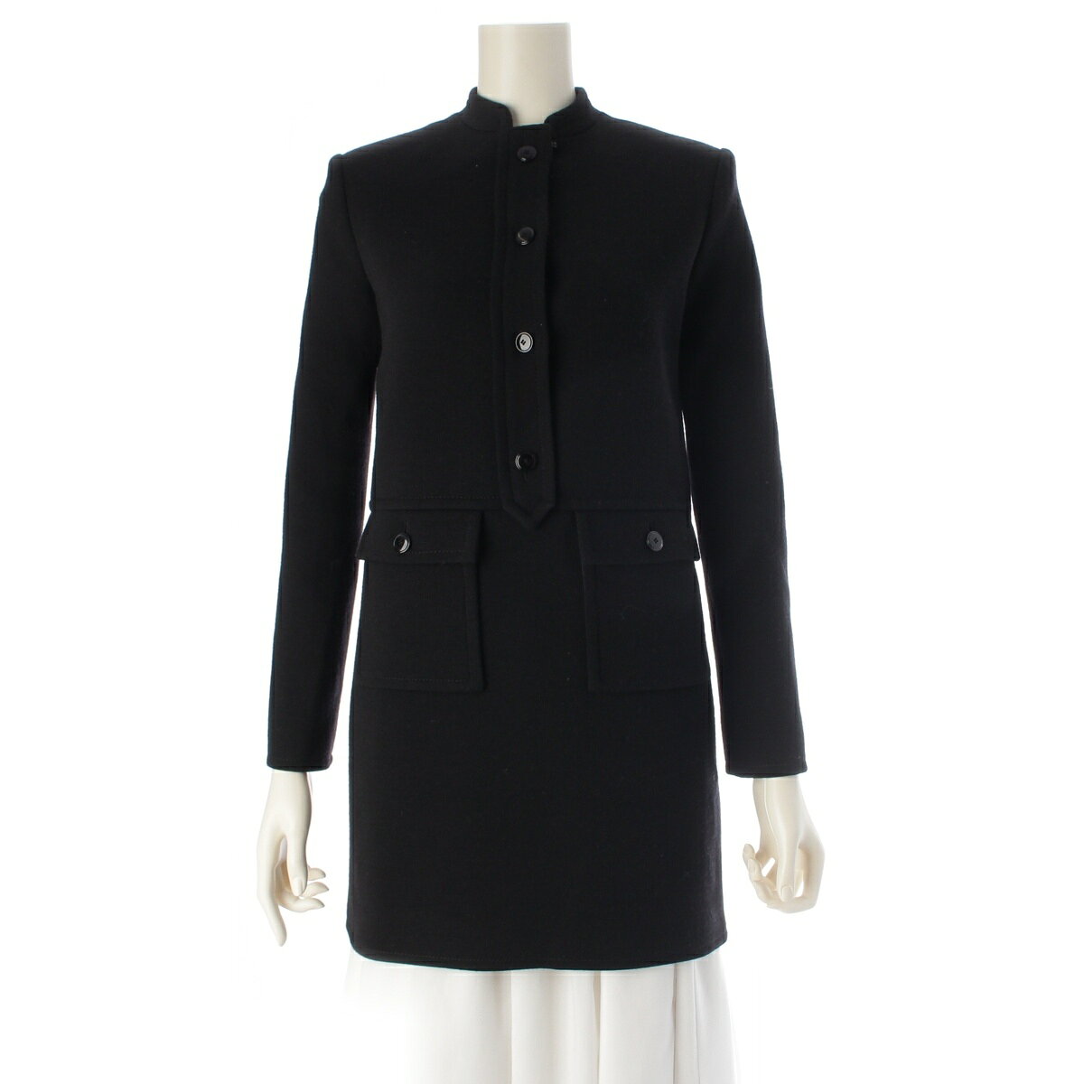 Rakuten - サンローラン SAINT LAURENT 21年 ウール ワンピース ドレス チュニック フォーマル 658317 ブラック F34【中古】【正規品保証】