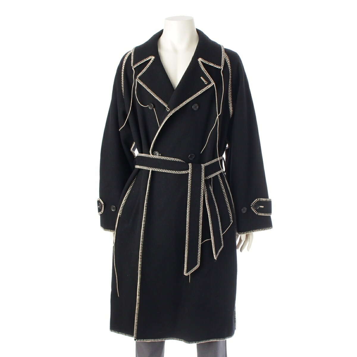 乐天商城 - ダブレット doublet 20AW BIG STITCH LONG COAT ウール チェスター コート アウター 20AW09CO37 ブラック M【中古】【正規品保証】