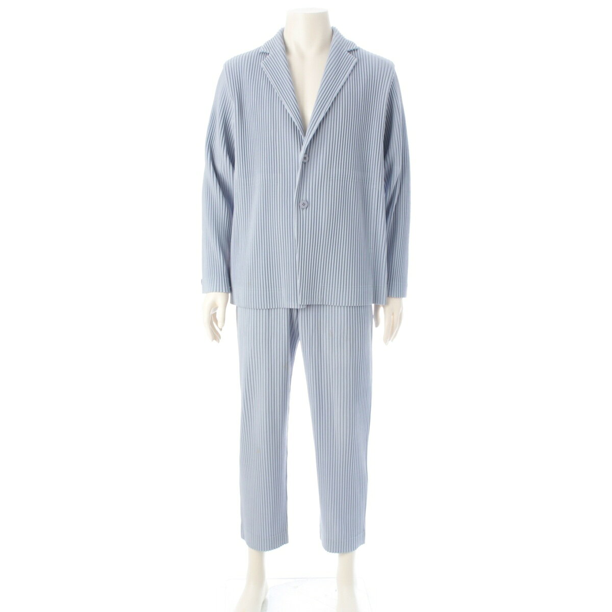 乐天商城 - オムプリッセ イッセイミヤケ HOMME PLISSE ISSEY BASICS ポリエステル プリーツ パンツセットアップ HP33JF152 JD150 ライトブルー 2【中古】【正規品保証】