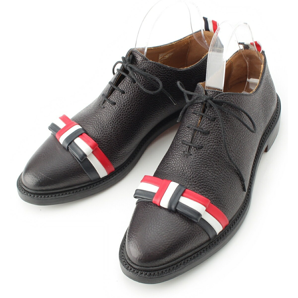 乐天商城 - トムブラウン THOM BROWNE レザー リボン トリコロール ドレスシューズ ブラック 41【中古】【正規品保証】