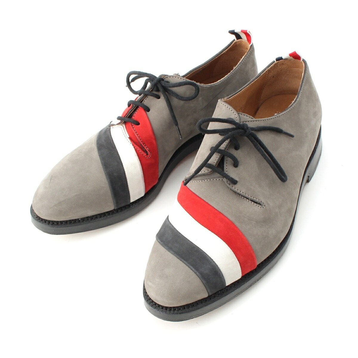 乐天商城 - トムブラウン THOM BROWNE ヌバックレザー トリコロール ドレスシューズ グレー 42【中古】【正規品保証】