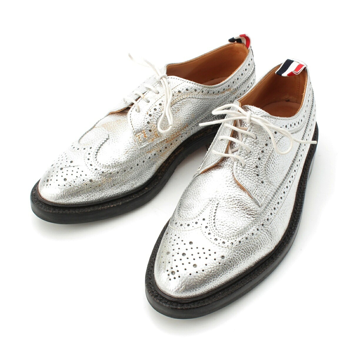 乐天商城 - トムブラウン THOM BROWNE ウイングチップ メダリオン ドレスシューズ シルバー UK6.5【中古】【正規品保証】