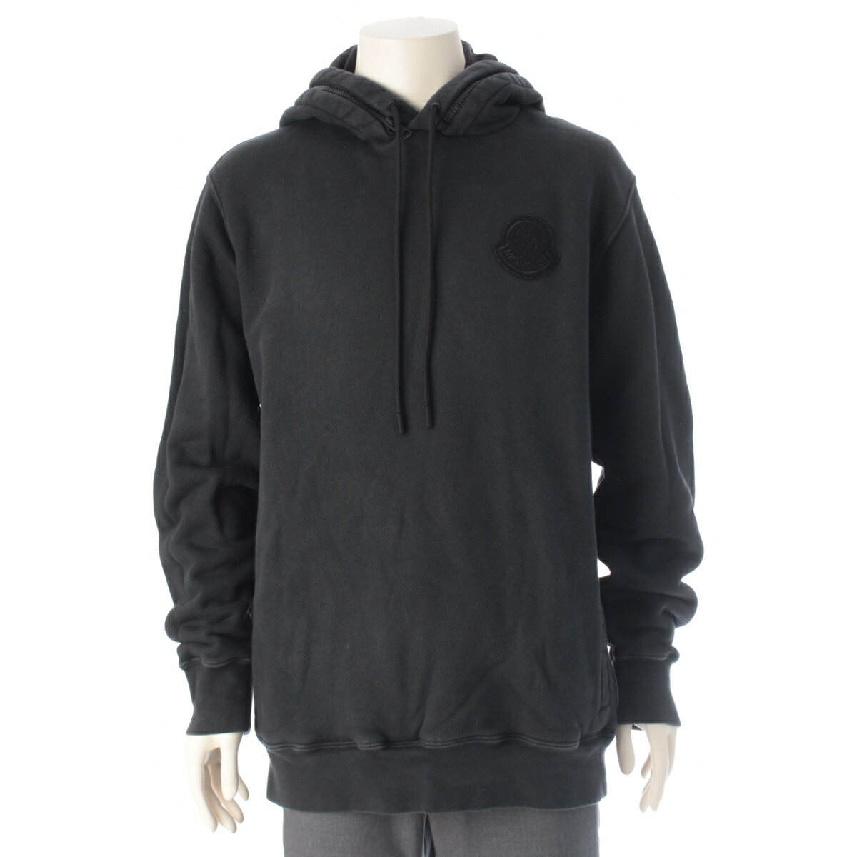 乐天商城 - モンクレール MONCLER 22年 HOODIE GARMENT DYE フーディ ガーメントダイ パーカー ロゴ ブラック M【中古】【正規品保証】