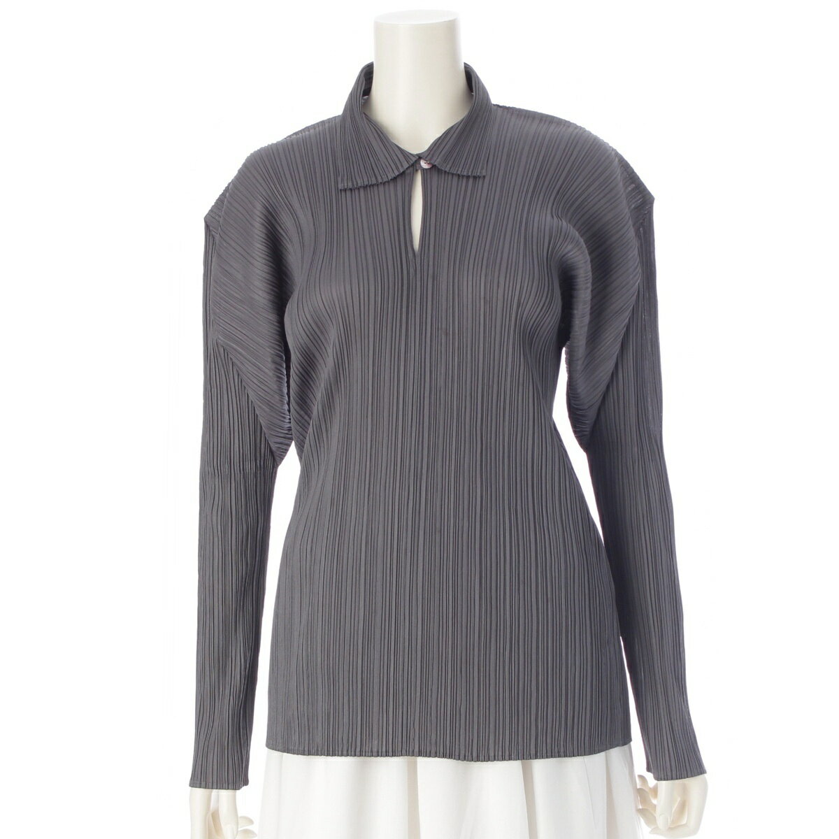 乐天商城 - イッセイミヤケ ISSEY MIYAKE 90年 プリーツ 長袖 長袖シャツ トップス シェルボタン PP05-JK606 グレー L【中古】【正規品保証】