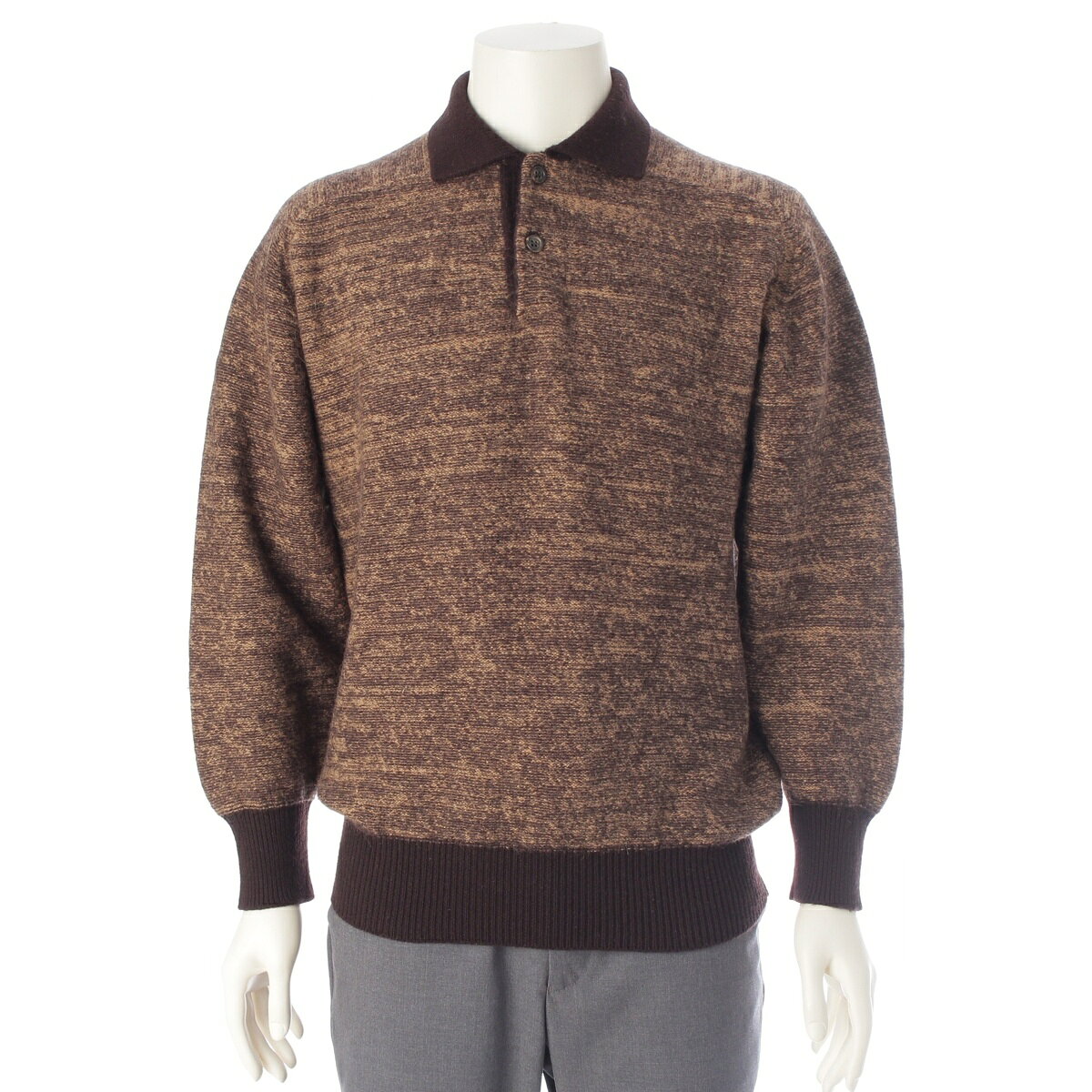 乐天商城 - コムデギャルソンオム COMME des GARCONS HOMME 80s-90s 銀タグ 長袖 襟 プルオーバー ニット ブラウン ベージュ【中古】【正規品保証】