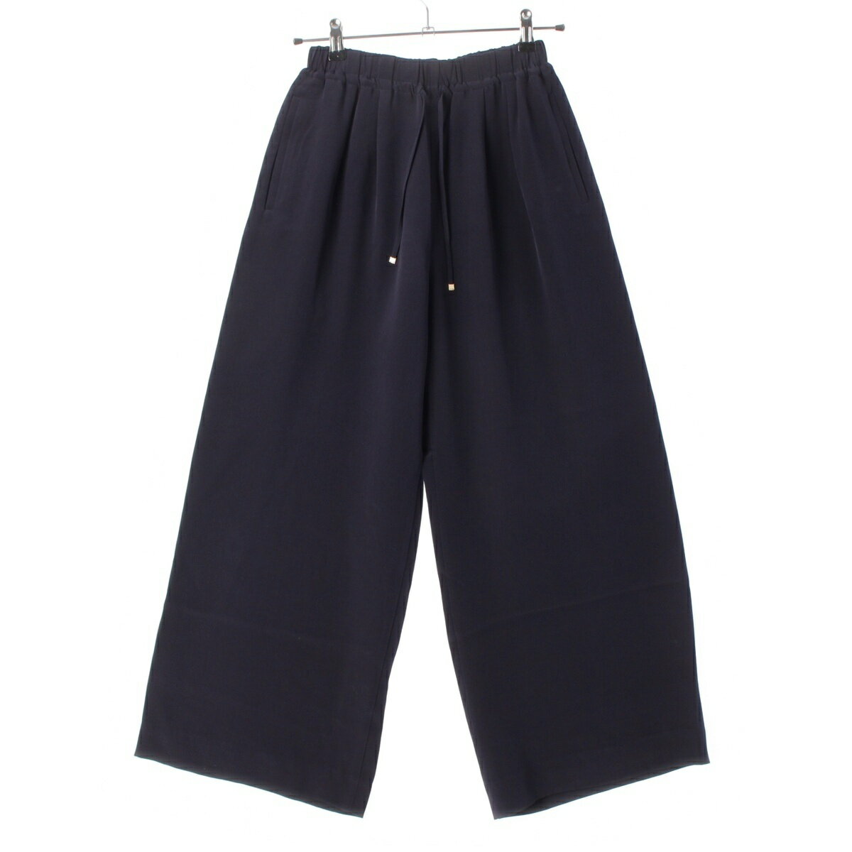 乐天商城 - ドゥロワー Drawer 24年 シルク ジョーゼット ドロスト パンツ 6514-299-1484 ネイビー 34【中古】【正規品保証】