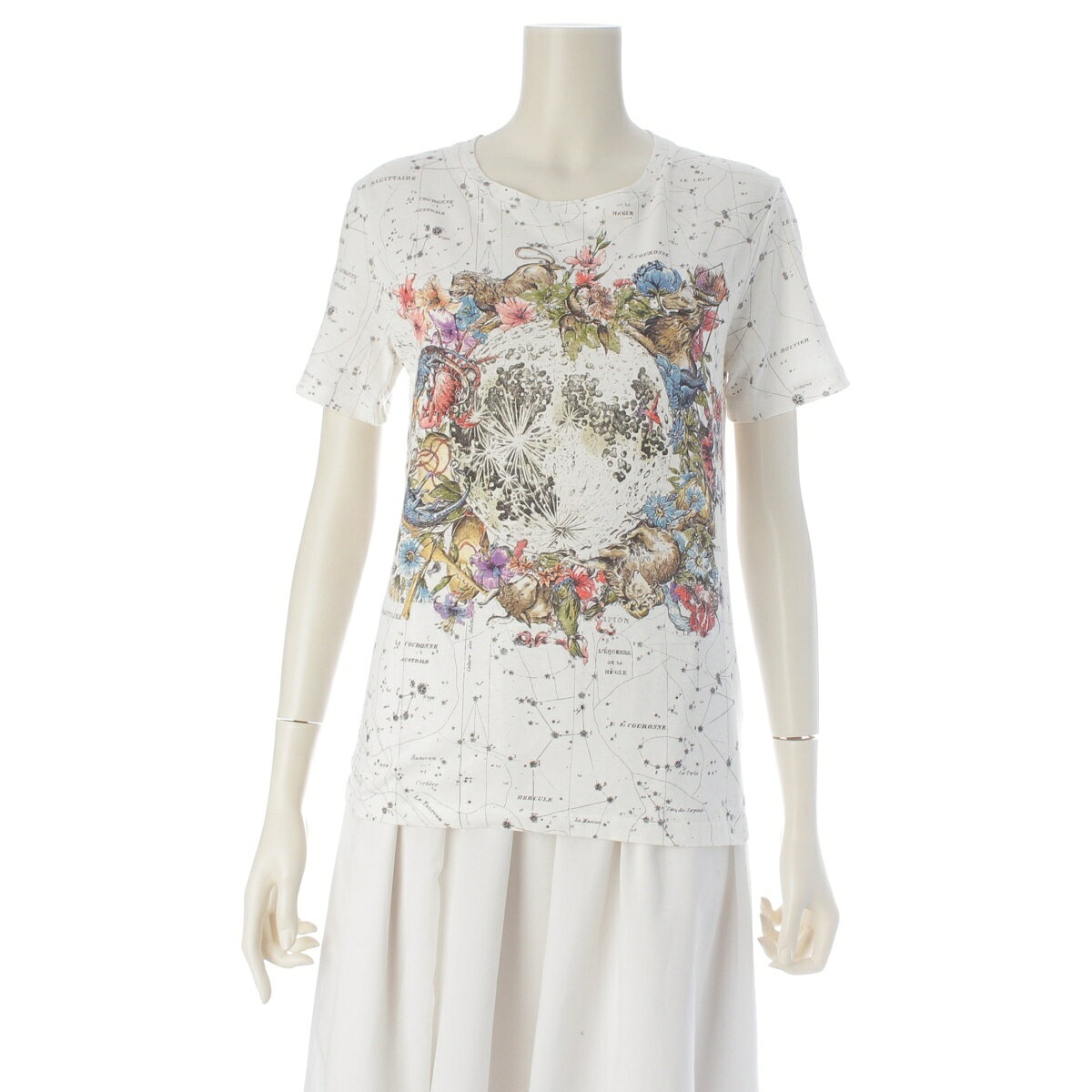 乐天商城 - ディオール Dior コットン Zodiac 総柄 クルーネック 半袖Tシャツ 153T09A4456 ホワイト マルチカラー XS【中古】【正規品保証】