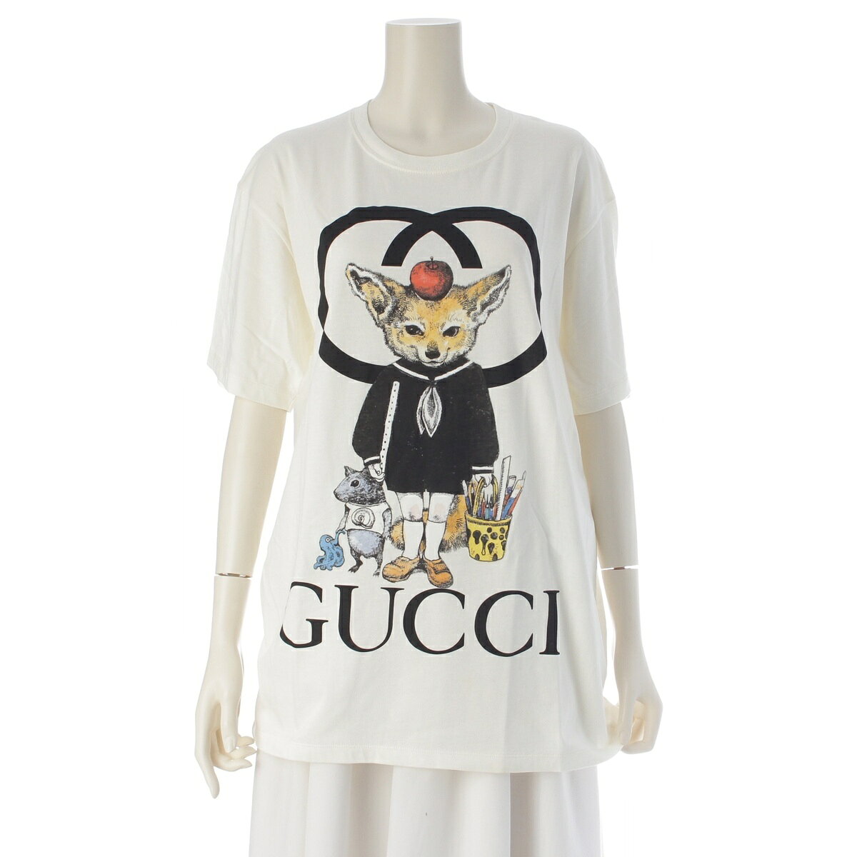 乐天商城 - グッチ GUCCI ヒグチユウコ 日本限定 GG ロゴ 半袖Tシャツ 548334 ホワイト S【中古】【正規品保証】