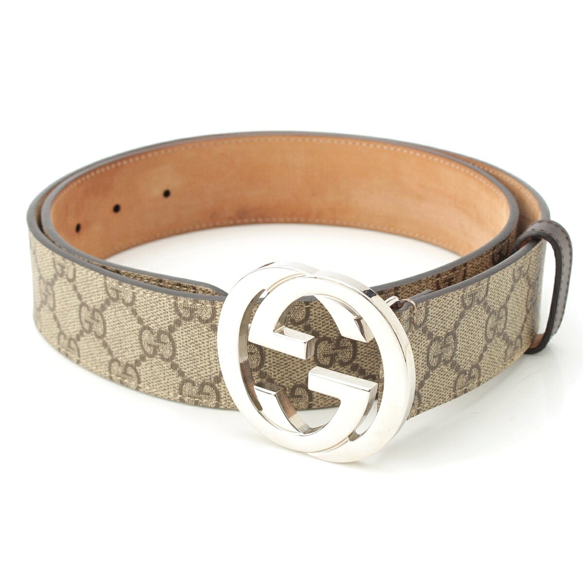 乐天商城 - グッチ GUCCI GGインターロッキング GGスプリーム ベルト 411924 ブラウン【中古】【正規品保証】