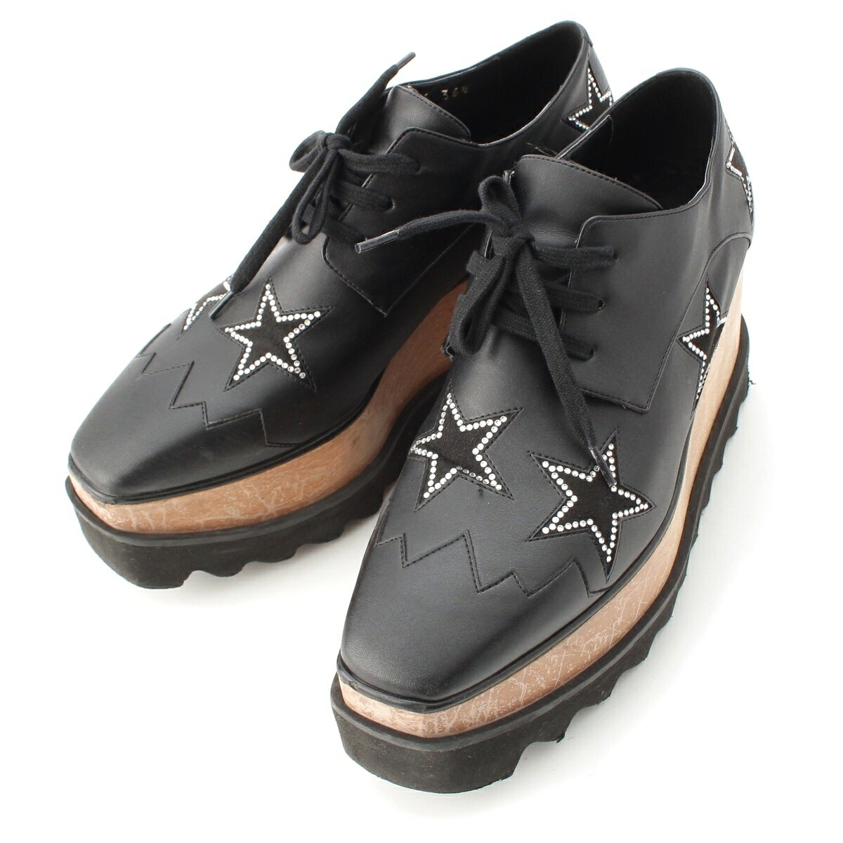 乐天商城 - ステラマッカートニー Stella McCartney エリス スター プラットフォームソール レースアップ スニーカー シューズ ブラック 36 1/2【中古】【正規品保証】