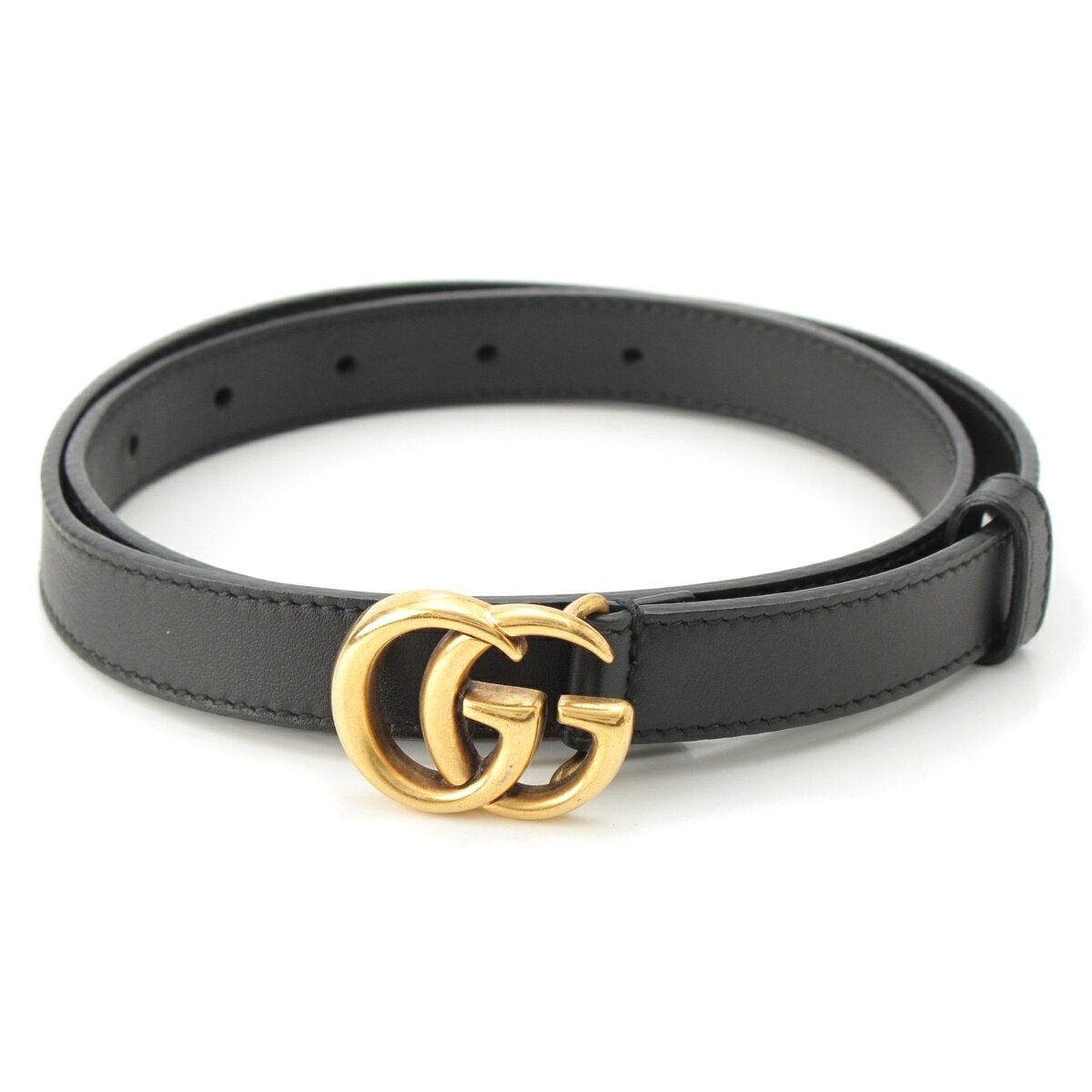 乐天商城 - グッチ GUCCI レザー GGマーモント ダブルG スリム ベルト 409417 ブラック 75cm【中古】【正規品保証】