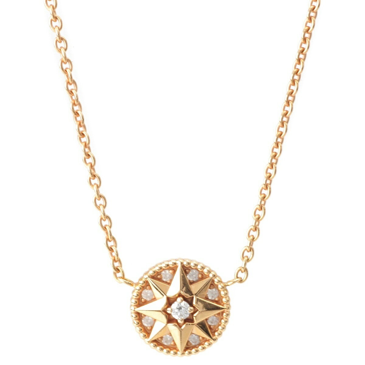Rakuten - ディオール Dior 750PG ローズ デ ヴァン ダイヤ ネックレス アクセサリー Au750 JRDV95187 ゴールド 4.3g【中古】【正規品保証】