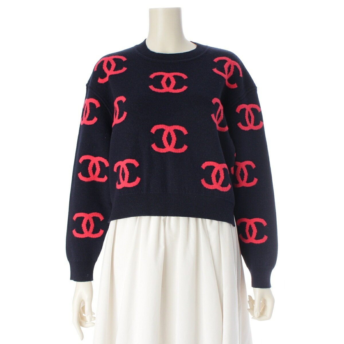 樂天商城 - シャネル CHANEL 21P カシミヤ ココマーク セーター P70525 ネイビー×ピンク 36【中古】【正規品保証】