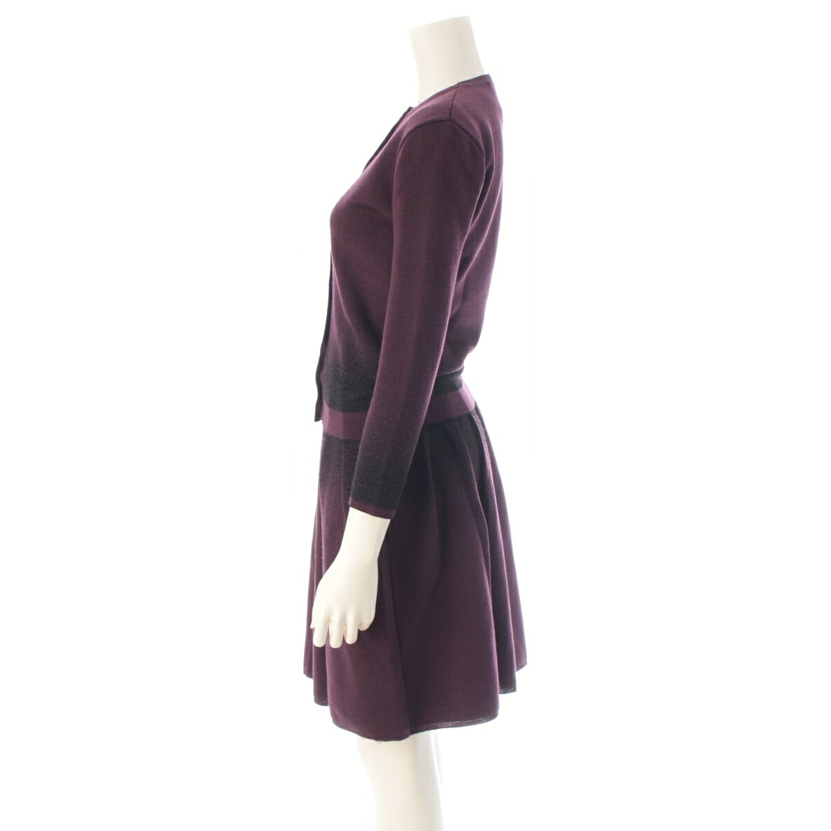 ディオール Dior 12AW ウール ラメ ラフシモンズ期 ワンピースセットアップ パープ...