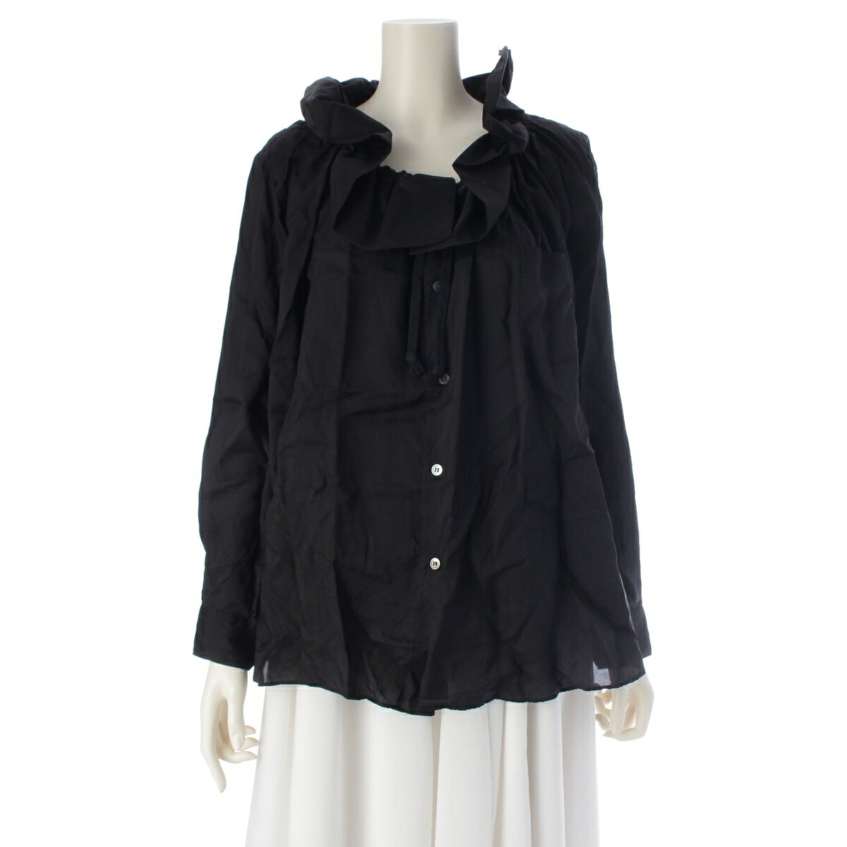 Rakuten - コムデギャルソン コムデギャルソン COMME des GARCONS COMME des GARCONS AD2022 23SS キュプラ 襟 ギャザー キュプラ 長袖シャツ RK-B018 ブラック【中古】【正規品保証】